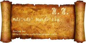Máté Natália névjegykártya